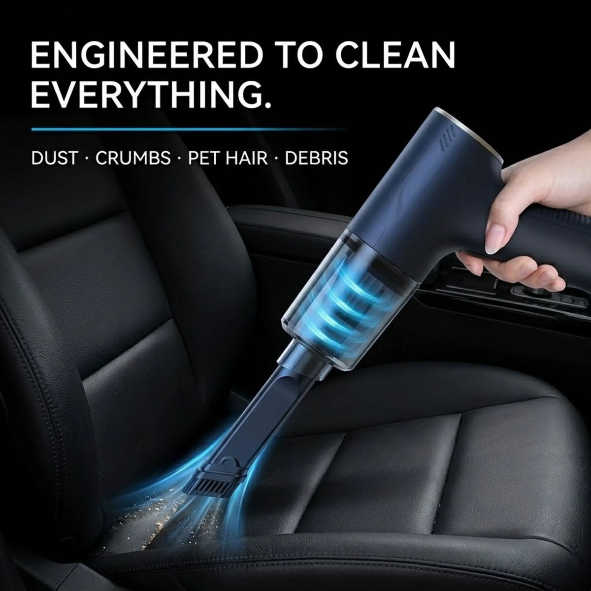 Cordless high-suction car vacuum cleaner featuring a detachable air blower, designed for efficient cleaning and detailing of vehicles, compact and portable for easy use. 3
