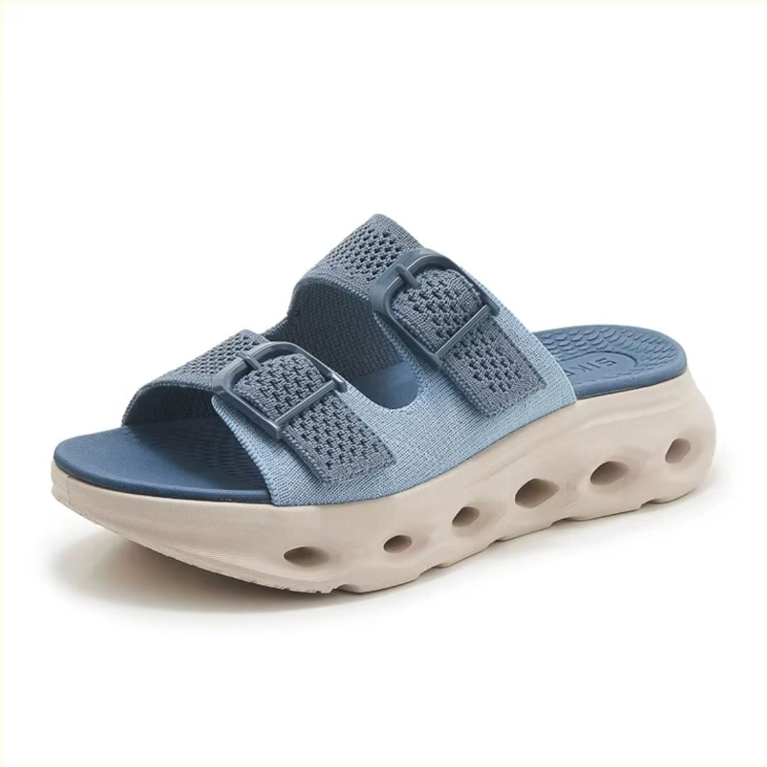 Double Buckle Platform Slides EVA Slip On Sandals Lightweight