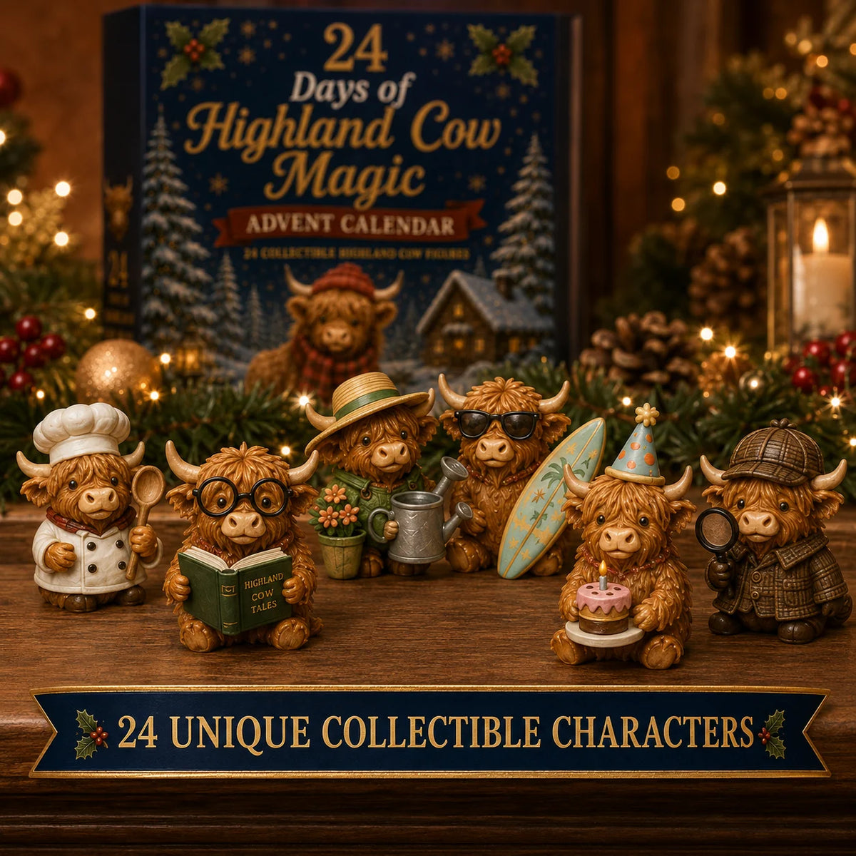 Highland Cow Mini Figurine Advent Calendar Set 2
