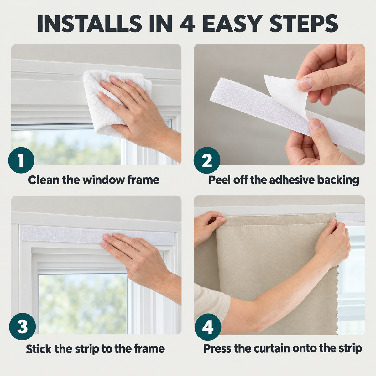 Self-Adhesive Blackout Curtain with Velcro Backing 5