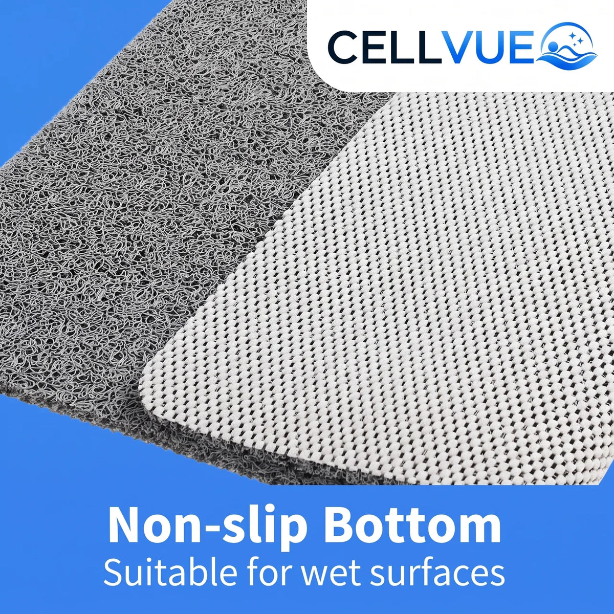 Non-slip antimicrobial shower mat with soft texture and drainage holes for optimal water flow, promoting safety and hygiene in bathrooms. 2