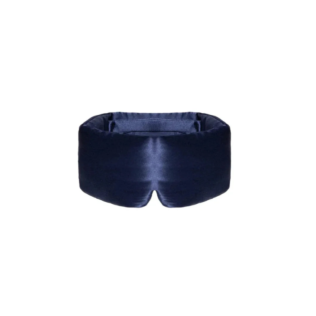 100% Mulberry silk eye mask for sleep, featuring an adjustable design that blocks light, perfect for travel and relaxation. 1