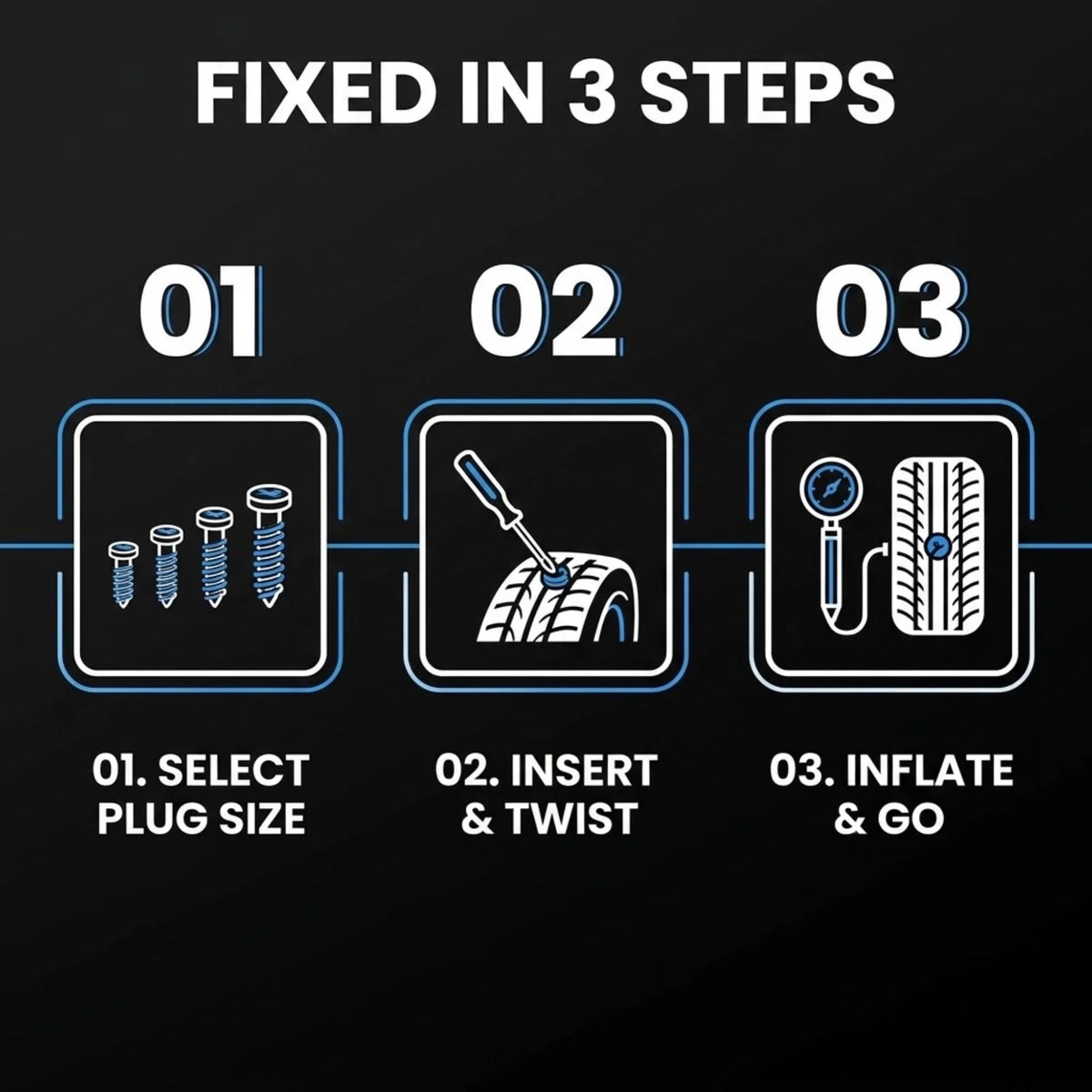 Tubeless Tyre Repair Kit featuring 100 durable spiral plugs for quick and efficient tire repairs on cars, motorcycles, and bicycles. 5