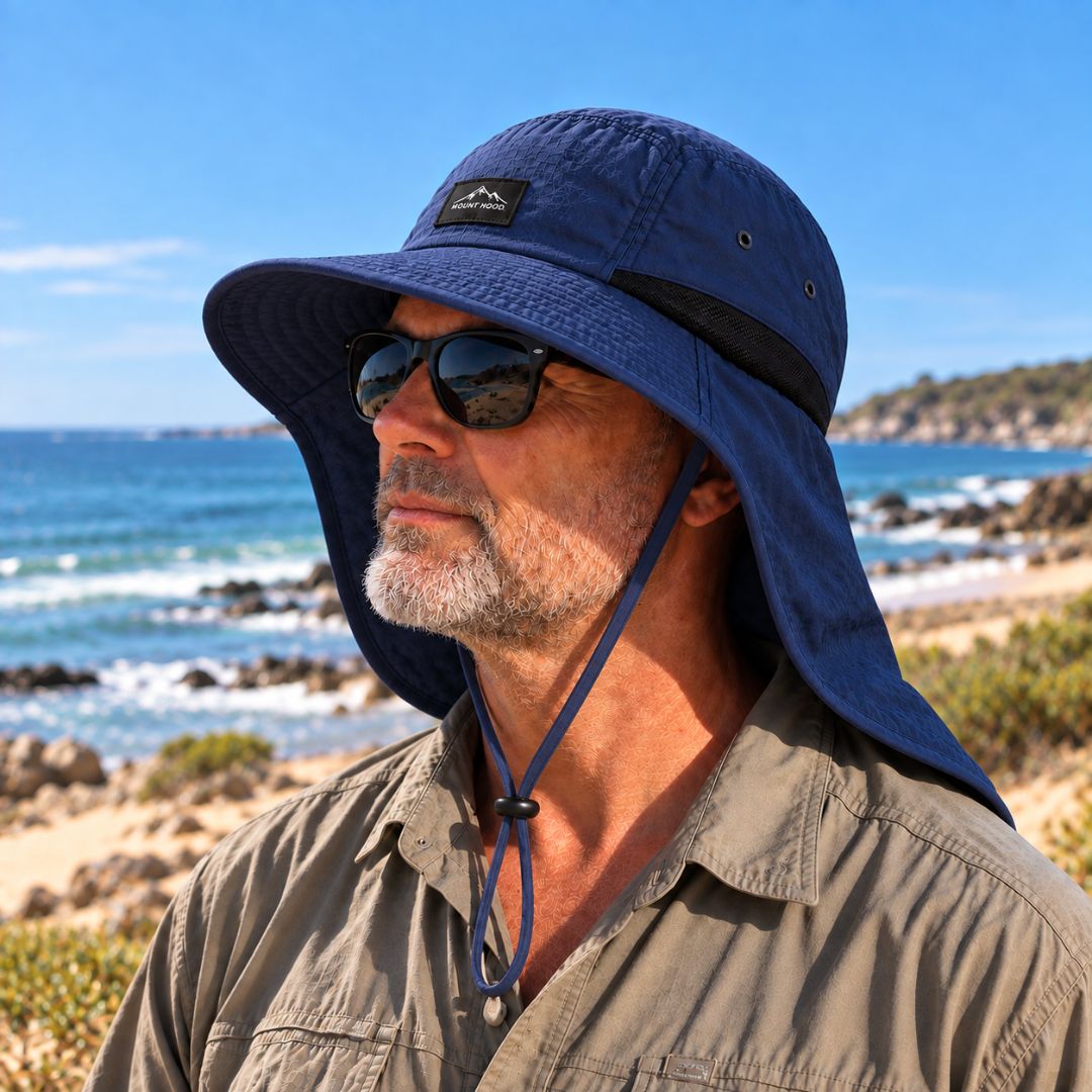 Wide brim sun hat with neck flap, made of UPF 50+ nylon, designed for men and women, adjustable and packable for outdoor protection 10