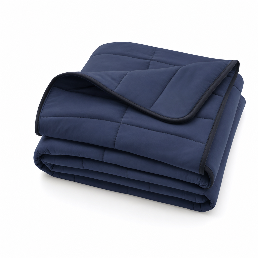Cellvue cooling moisture-wicking blanket in Dark Blue, folded on a white background