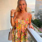 Amalfi Floral Tiered Mini Dress With Patchwork