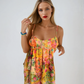 Amalfi Floral Tiered Mini Dress With Patchwork