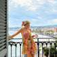 Amalfi Floral Tiered Mini Dress With Patchwork