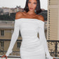 Asymmetrical Off Shoulder Mini Cocktail Dress Ruching