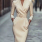 Autumn Elegance Midi Dress – Flattering Waist Design for Chic Cocktail Gatherings