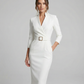Autumn Elegance Midi Dress – Flattering Waist Design for Chic Cocktail Gatherings