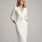 Autumn Elegance Midi Dress – Flattering Waist Design for Chic Cocktail Gatherings