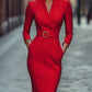 Autumn Elegance Midi Dress – Flattering Waist Design for Chic Cocktail Gatherings