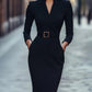 Autumn Elegance Midi Dress – Flattering Waist Design for Chic Cocktail Gatherings