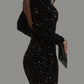 Black Sequin Long Sleeve Bodycon Mini Dress Lined