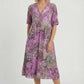 Boho V-Neck Print Midi Dress with Pockets for Women