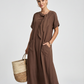 Boho Vintage Dress – Relaxed Fit with Lace-Up Detail for Casual Summer Outings