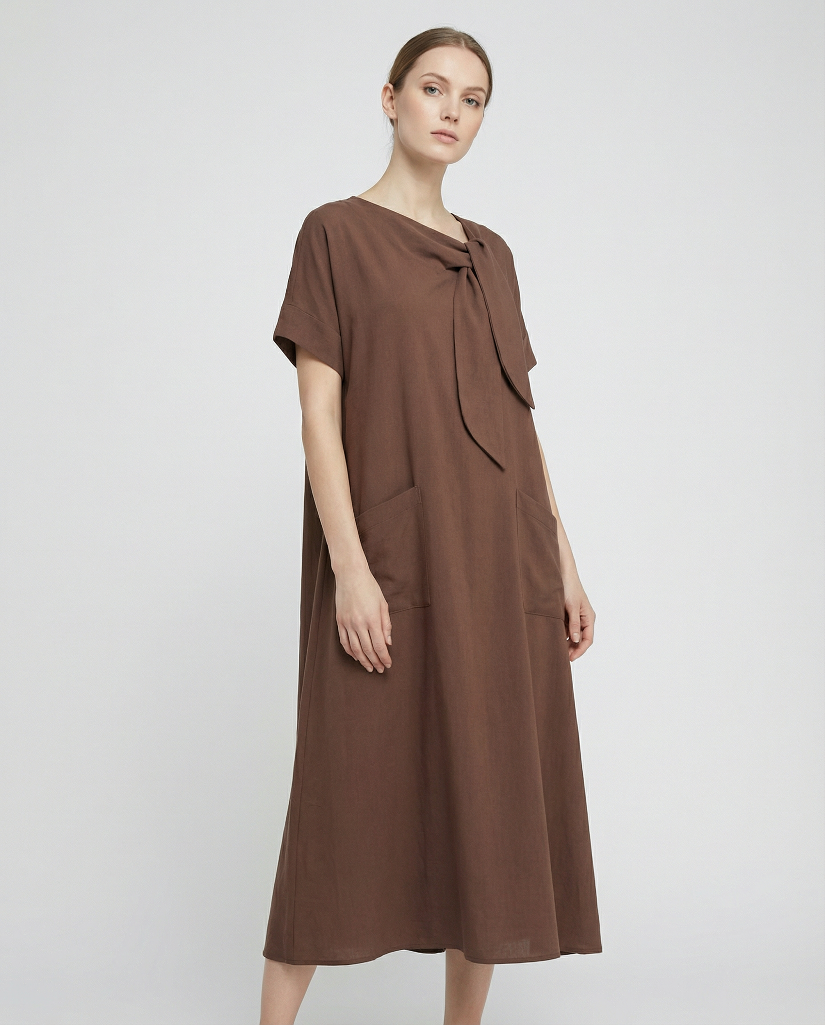 Boho Vintage Dress – Relaxed Fit with Lace-Up Detail for Casual Summer Outings