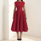 Cap Sleeve Structured Midi Cocktail Dress