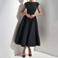 Cap Sleeve Structured Midi Cocktail Dress