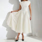 Cap Sleeve Structured Midi Cocktail Dress