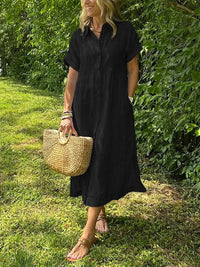 Casual Striped Button-Front Midi Dress for Easy Daytime Style