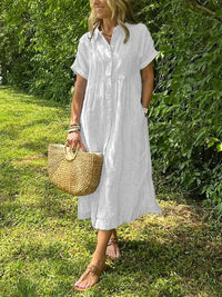 Casual Striped Button-Front Midi Dress for Easy Daytime Style