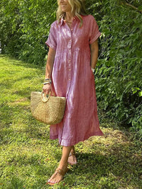 Casual Striped Button-Front Midi Dress for Easy Daytime Style