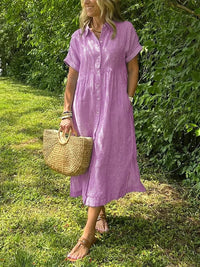 Casual Striped Button-Front Midi Dress for Easy Daytime Style
