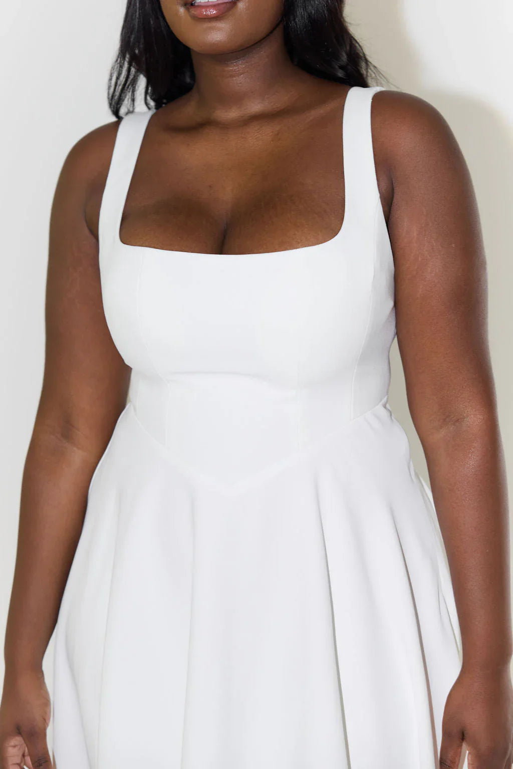 Celeste Charm Sleeveless Midi Dress Square Neckline