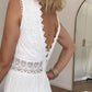 Chic Airy White Summer Midi Dress With Lace V Neck