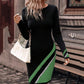 Chic Striped A-Line Dress – Elegant Long Sleeve Casual Style for Women