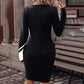 Chic Striped A-Line Dress – Elegant Long Sleeve Casual Style for Women