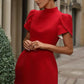 Chic Tailored Mini Dress With Puff Sleeves