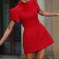 Chic Tailored Mini Dress With Puff Sleeves