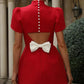 Chic Tailored Mini Dress With Puff Sleeves