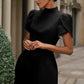 Chic Tailored Mini Dress With Puff Sleeves