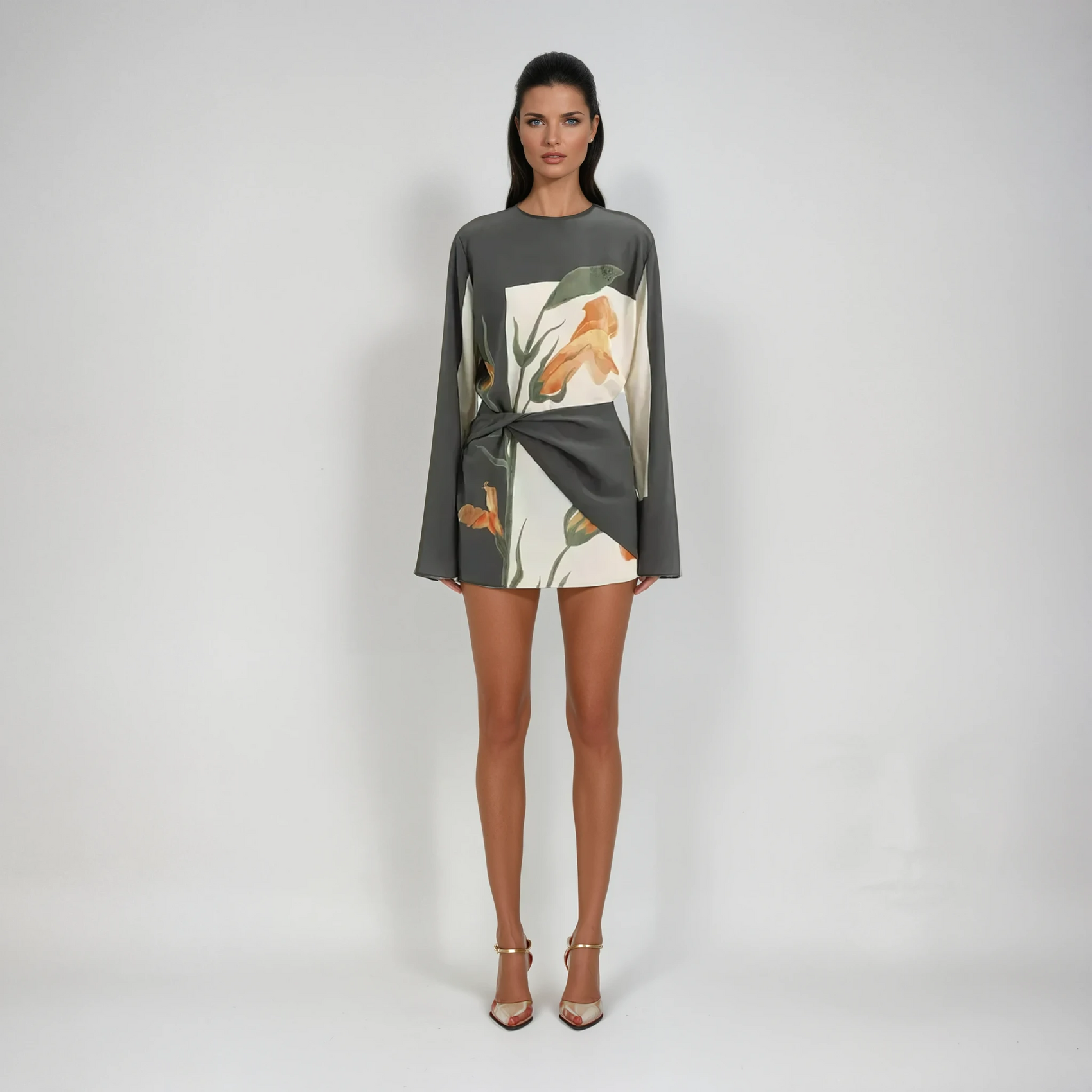 Constance Botanical Print Twist Mini Dress