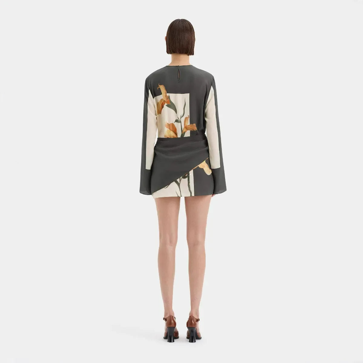 Constance Botanical Print Twist Mini Dress