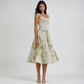 Dahlia Floral Jacquard Midi Dress Bustier Bodice