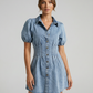 Denim Dress – Puff Sleeve A-Line Summer Style
