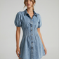 Denim Dress – Puff Sleeve A-Line Summer Style