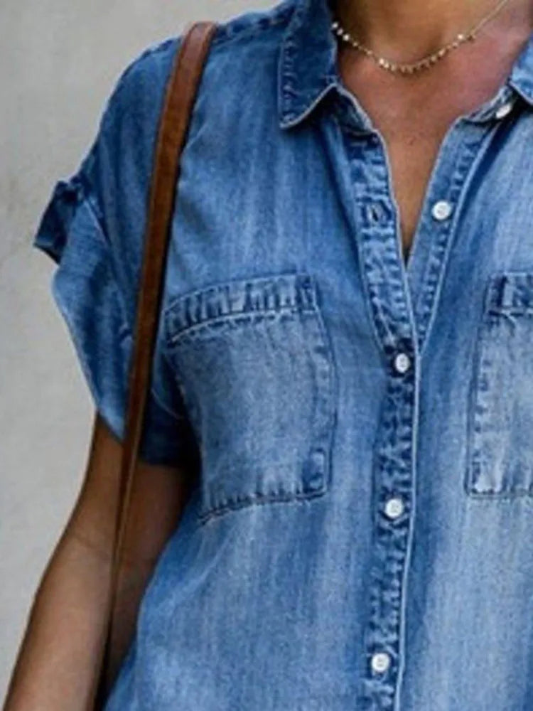 Denim Shirt Dress – Relaxed Fit with Practical Pockets