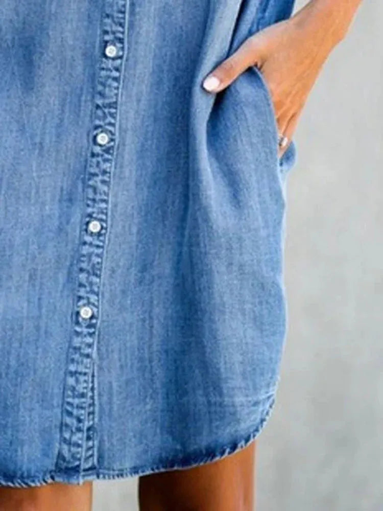 Denim Shirt Dress – Relaxed Fit with Practical Pockets