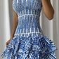 Dolce Amalfi Strapless Blue Embroidered Mini Dress