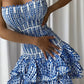 Dolce Amalfi Strapless Blue Embroidered Mini Dress