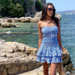 Dolce Amalfi Strapless Blue Embroidered Mini Dress