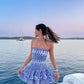 Dolce Amalfi Strapless Blue Embroidered Mini Dress