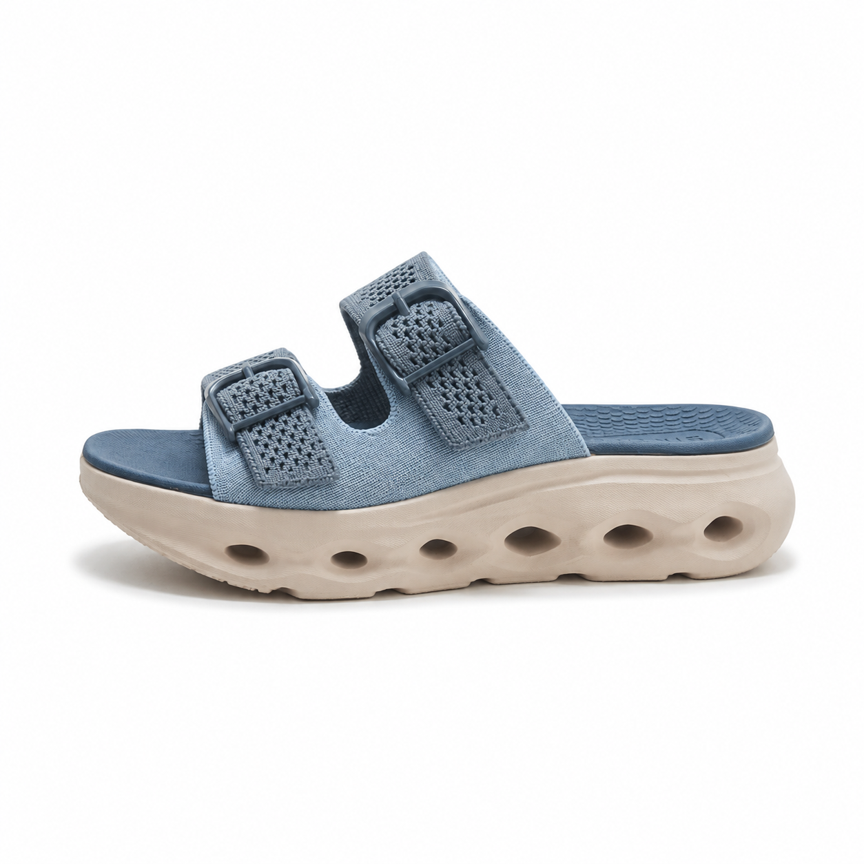 Double Buckle Platform Slides EVA Slip On Sandals Lightweight