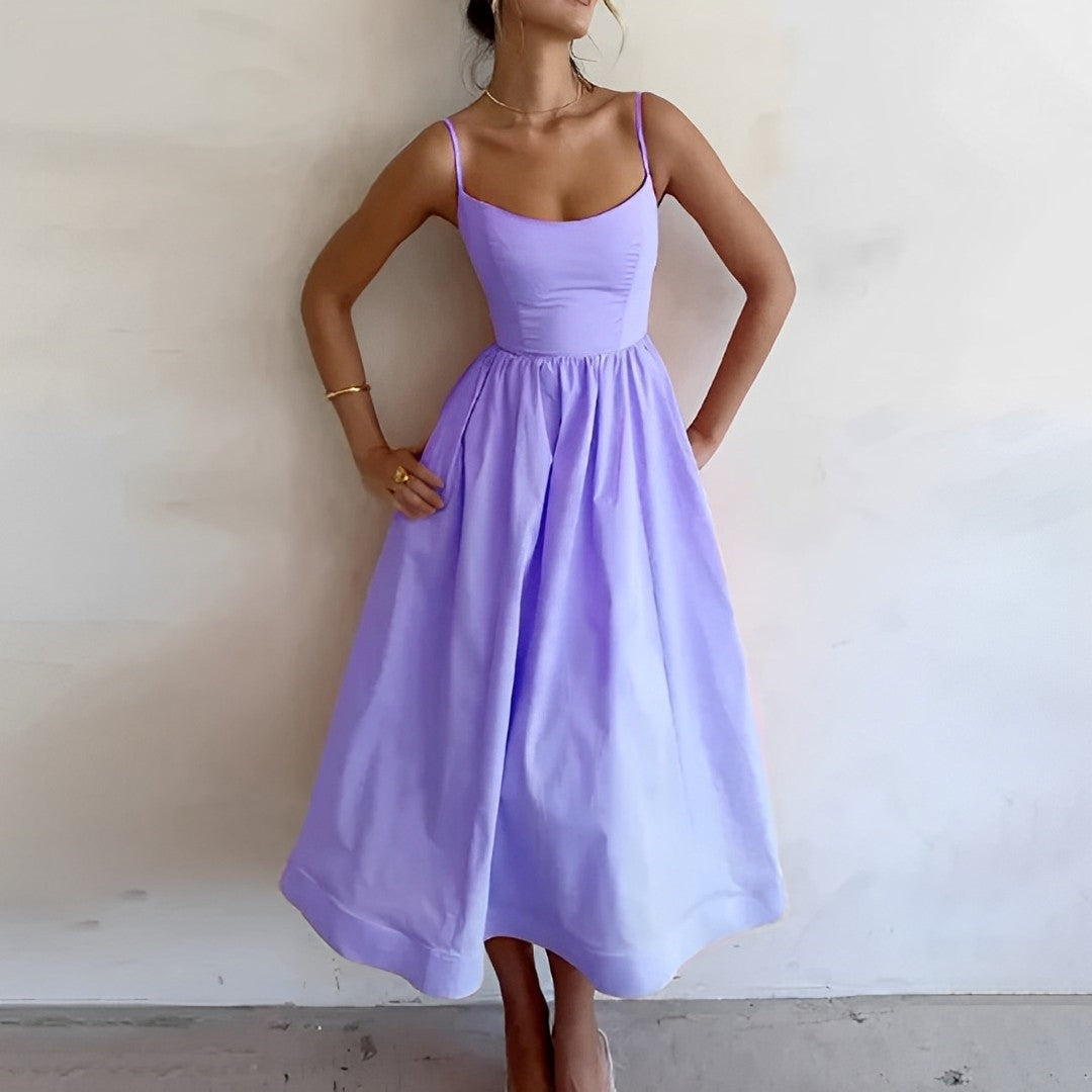 Elegant A-Line Cocktail Midi Dress